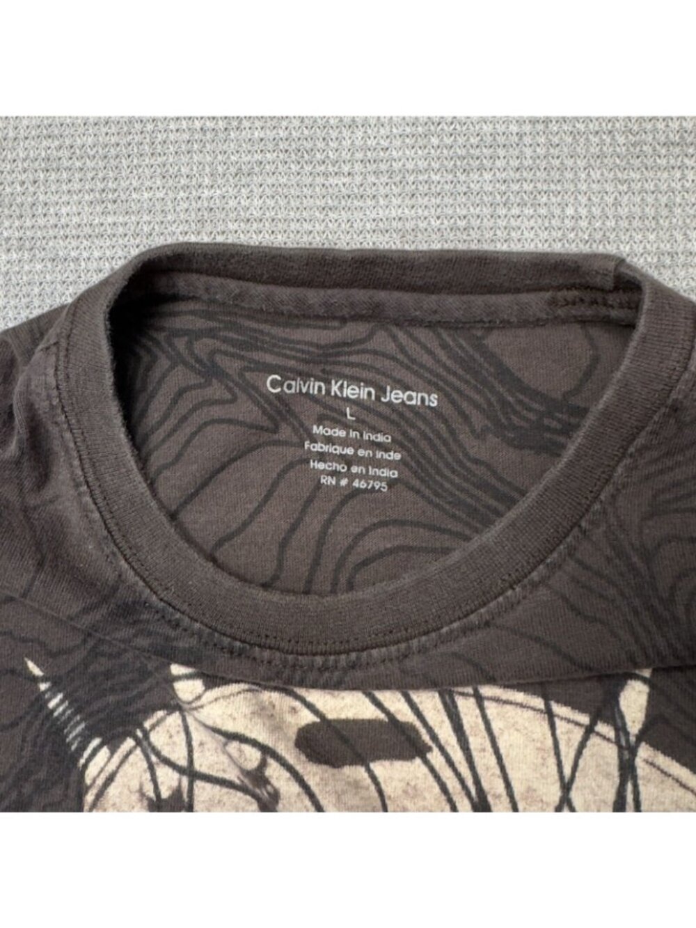 Calvin Klein Jeans Shirt Rockology Graphic Size Large Brown Long Sleeve Guitar - Picture 6 of 14